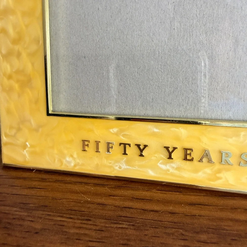 Hallmark 50th Anniversary Picture Frame Golden Wedding Yellow Pearlescent